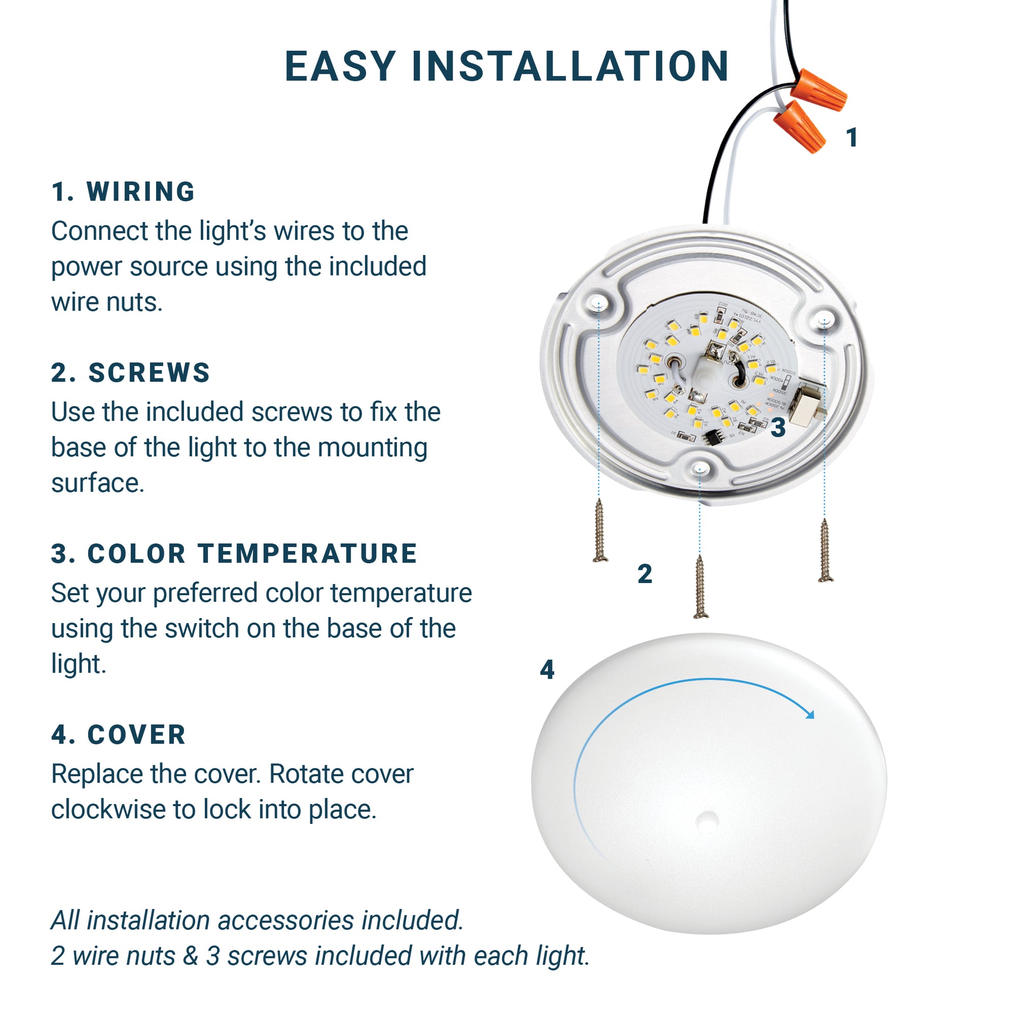 5CCT RV LED Light - Dome Puck Light with Switch - Dimmable - 4.5 Inch ...
