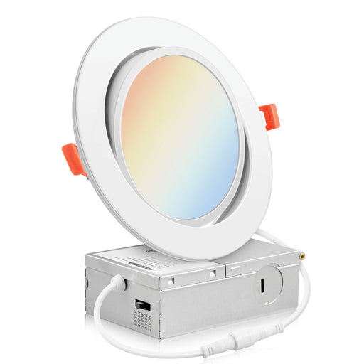 5CCT - 6" LED  Gimbal Eyeball Recessed Light - Directional Lens - 12W