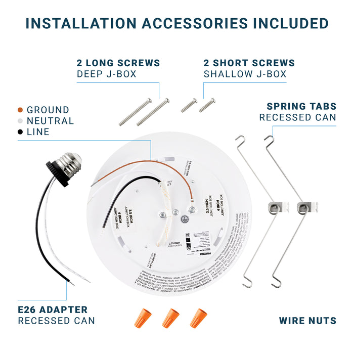 5/6" LED Disk Light - Flush Mount Ceiling Recessed Light - 15W