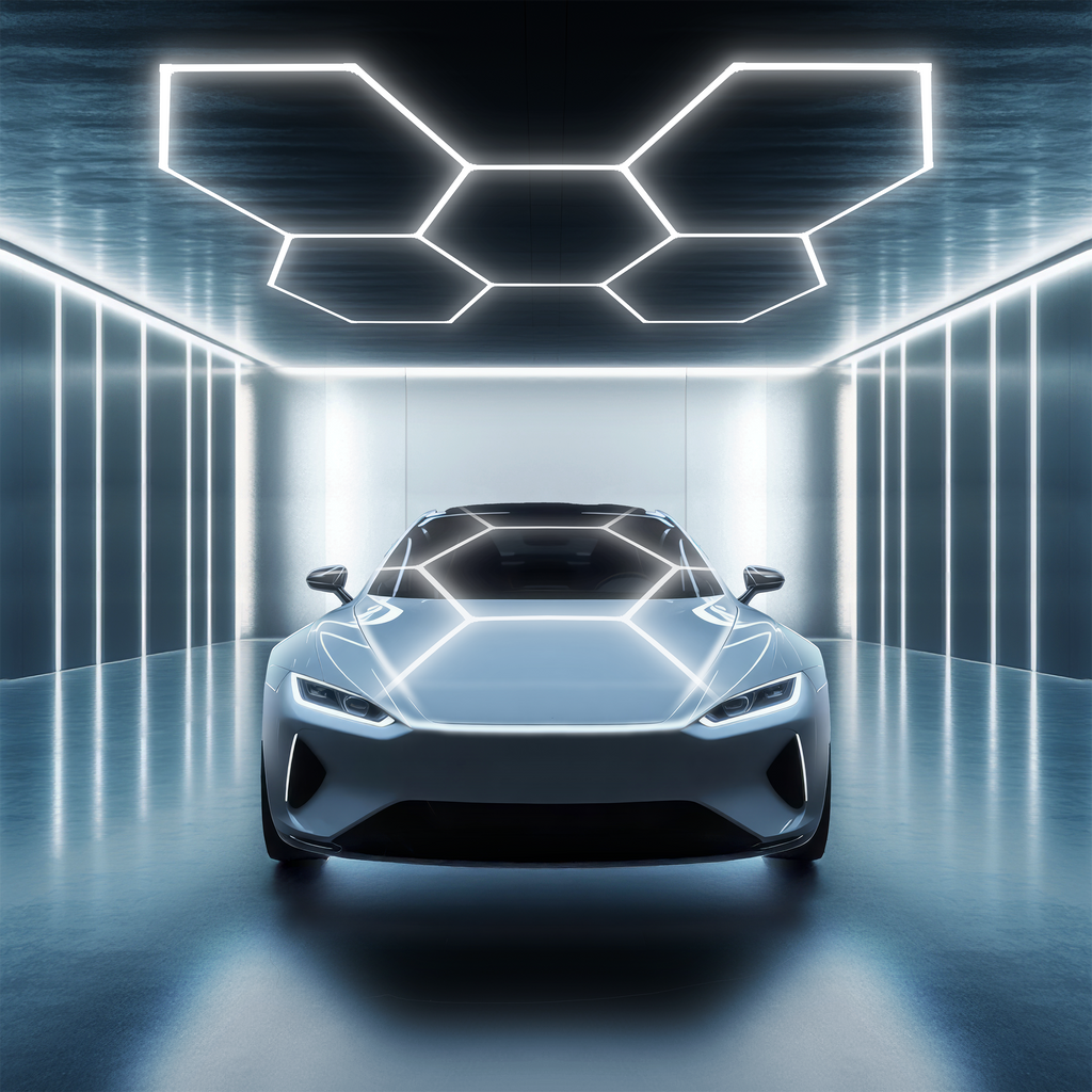 Hexagon LED Garage Lights, 250W, 25000LM (25 Pack, 5 Grids