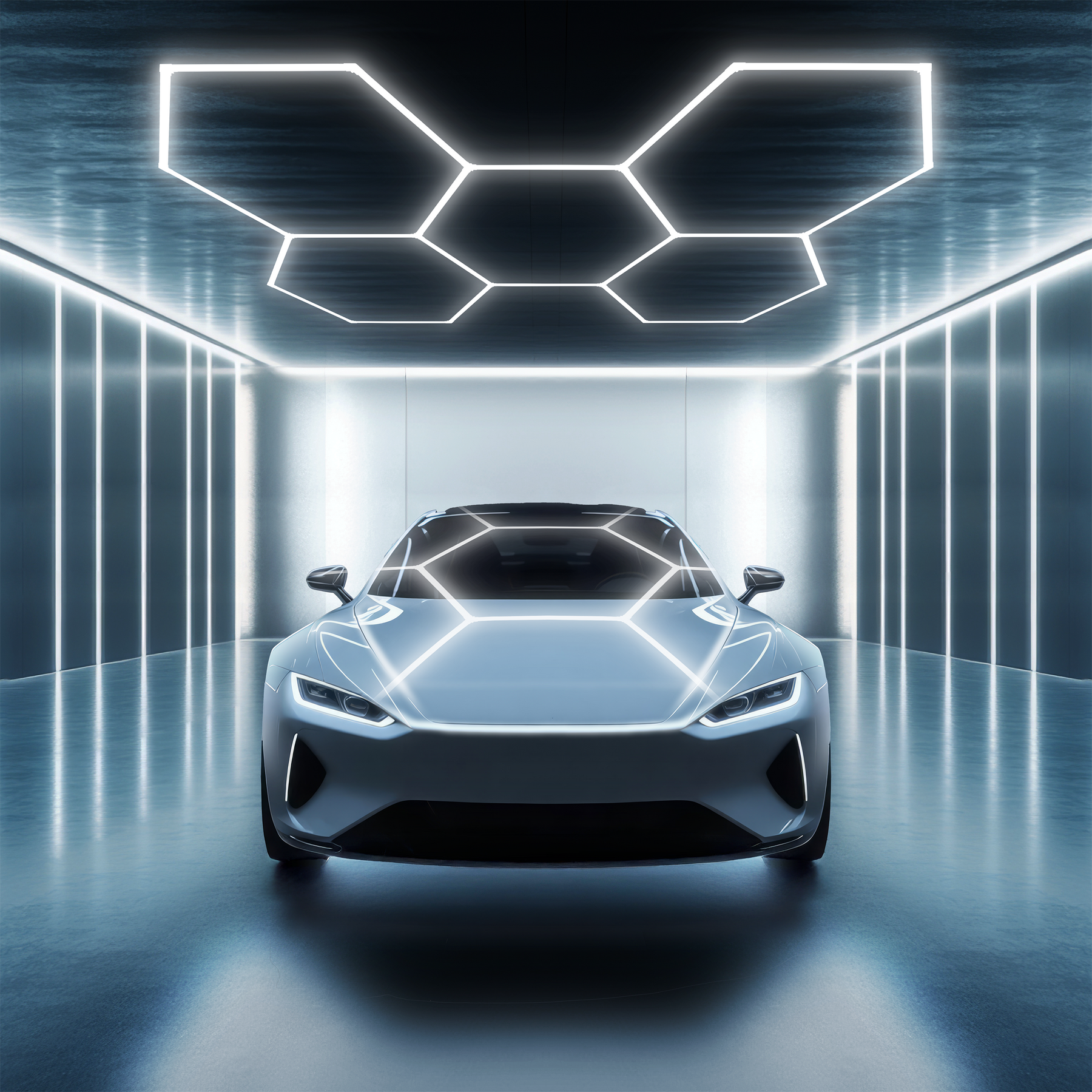 Hexagon LED Garage Lights, 250W, 25000LM (25 Pack, 5 Grids