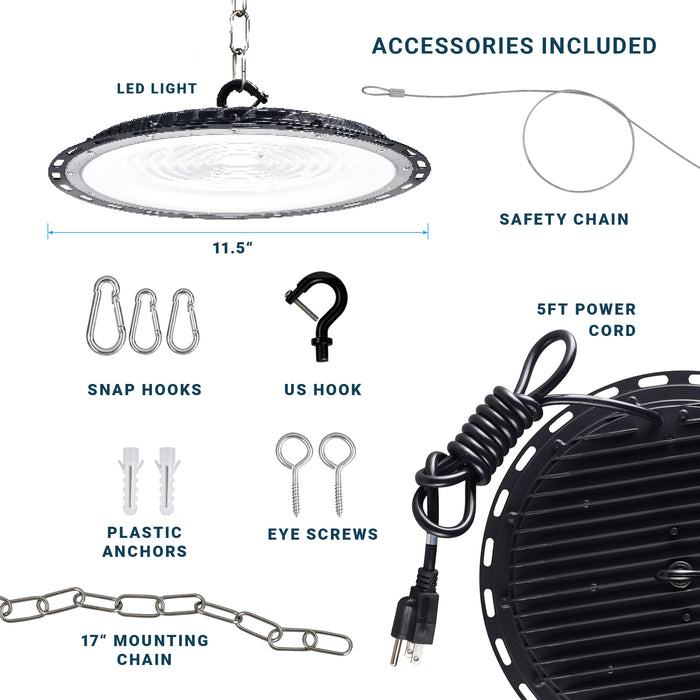 UFO LED High Bay, 150W, 19500LM, Indoor, ETL