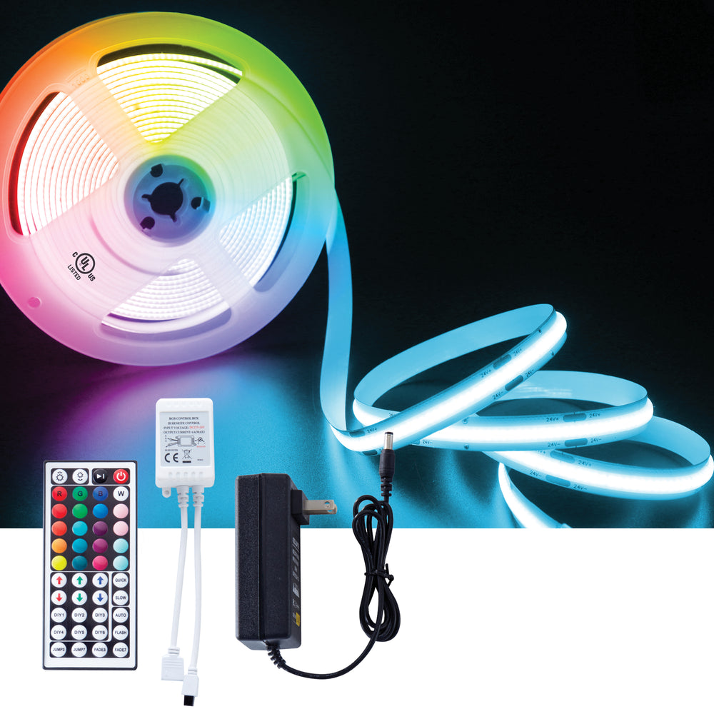 Ledsager Retningslinier Udråbstegn 16.4FT RGB - 24V LED COB Strip Light Kit - Cuttable - IR Remote & Powe —  Parmida LED Technologies