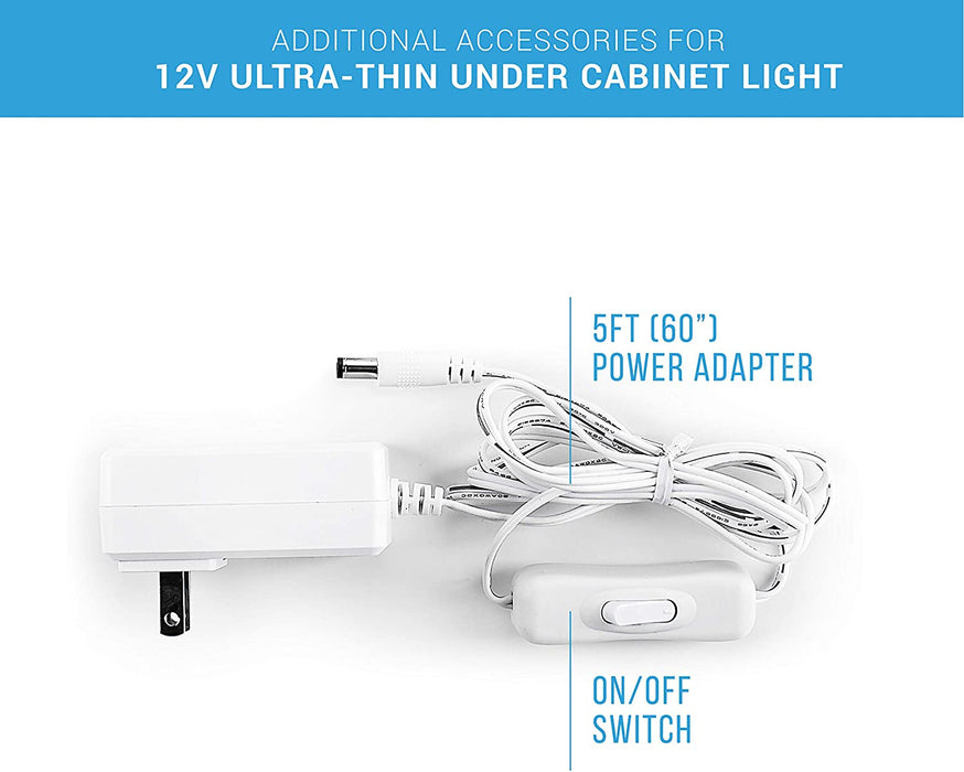 LED Ultra-Thin Under Cabinet Light - Additional Accessory: 5FT Power Adapter