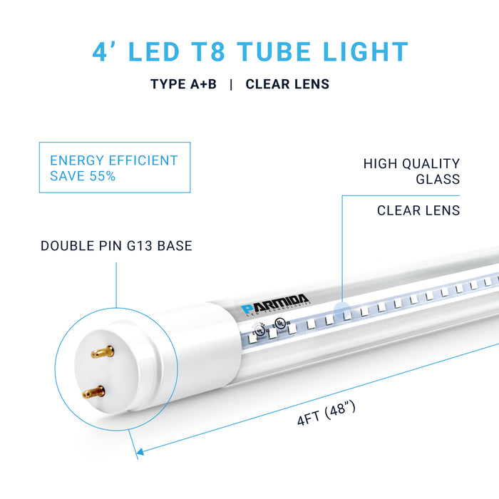 4ft T8 Tube, Plug & Play or Ballast Bypass, Commercial Lighting