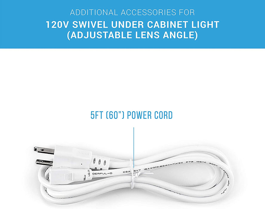 LED Swivel Under Cabinet Light - Additional Accessory: 5FT Power Cord