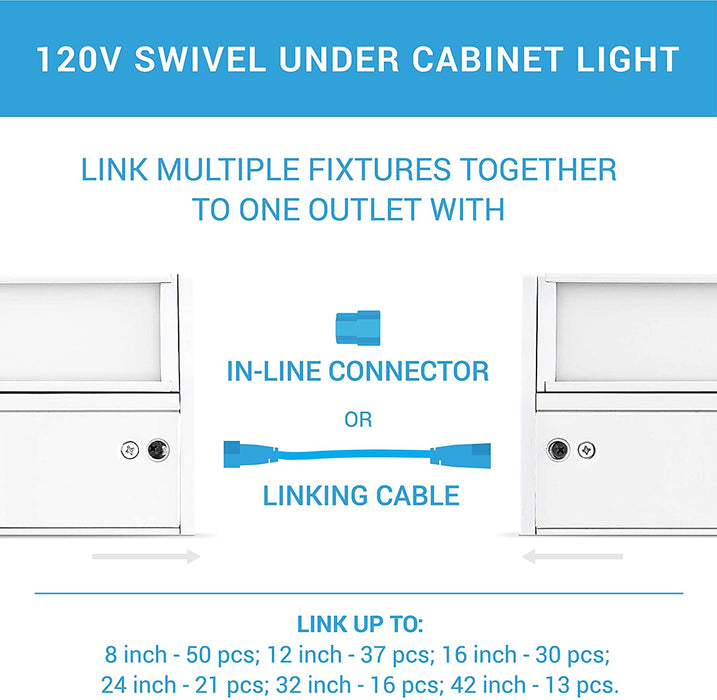 LED Swivel Under Cabinet Light - Additional Accessory: 2 x 12" Linking Cable