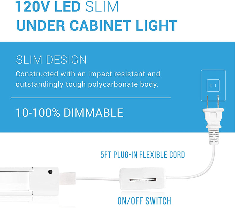 LED Slim Under Cabinet Light - Additional Accessory: 5FT Power Cord